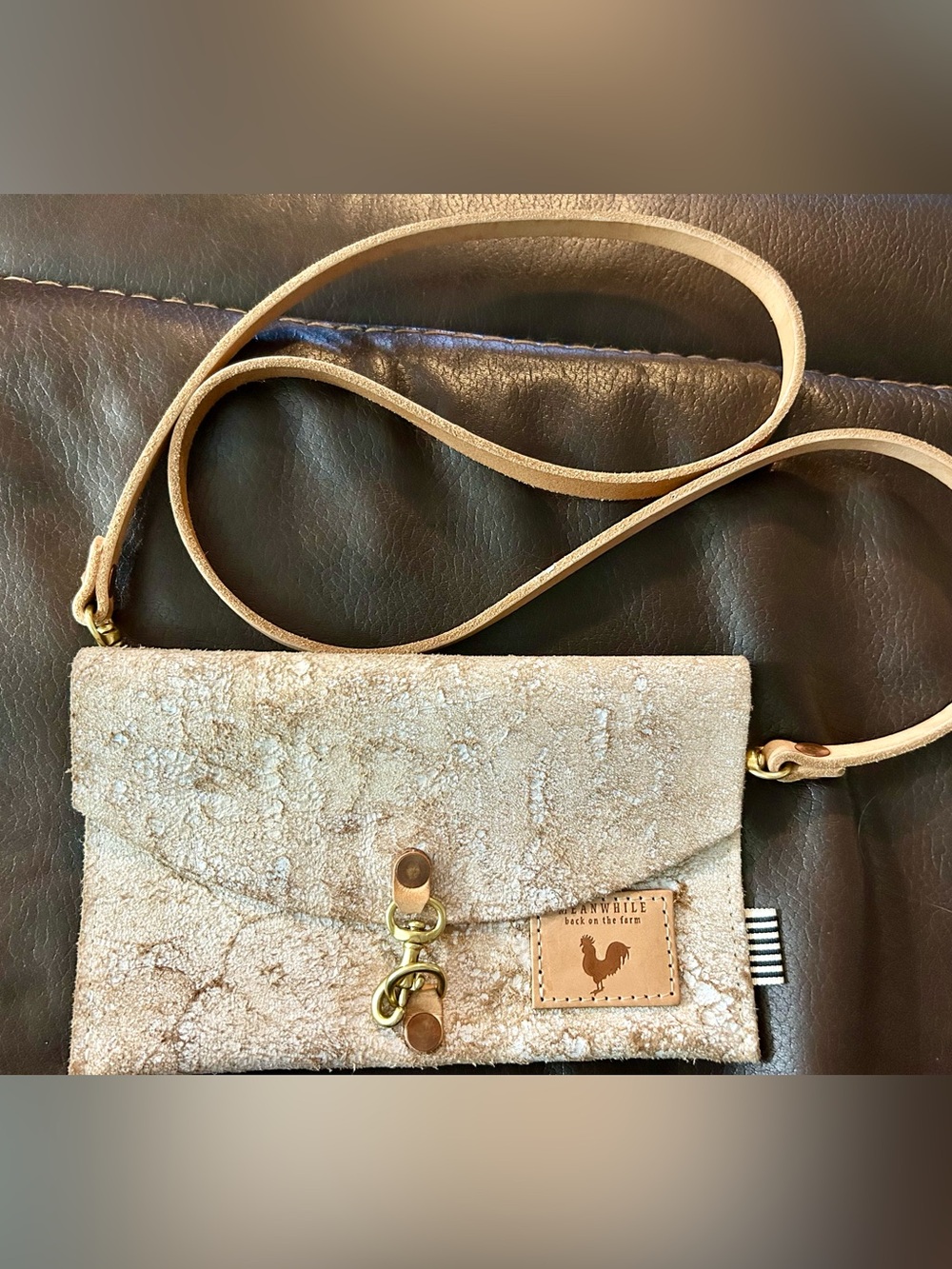 Meanwhile Back on the Farm Birch White Leather Crossbody bag
